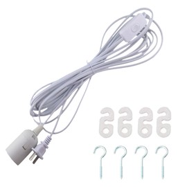 Rextin E26/E27 LED Light socket 21FT extension cord with On/Off switch and US AC Power Plug Bulb Socket for Pendant Lighting Bulb Lamp in Kitchen Bedroom Restaurant (21ft)