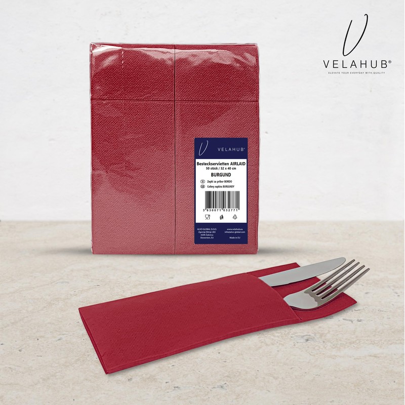VelaHub Airlaid 50 Cutlery Napkins, High-Quality Disposable Napkins, 32 x