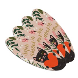 Mon Amour My Love French Cat Heart Double-Sided Oval Nail File Emery Board Set 4 Pack
