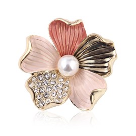 Kaichen Brooch Pin for Women Flowers Brooch with Created Crystal Elegant Pearl Brooches for women with Flower Pins Designer Brooch Collar Pins for women