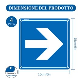 Acuxiaza 4 Stück Pfeilschilder aus Aluminium, 15 x 15 cm, Richtungspfeil-Schild aus Aufkleber für den Innen- und Außenbereich, mit Löchern