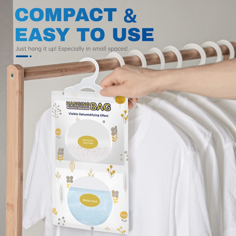 Vacplus Moisture Absorbers, Hanging Closet Dehumidifier Bags, Humidity Packs, Desiccant,