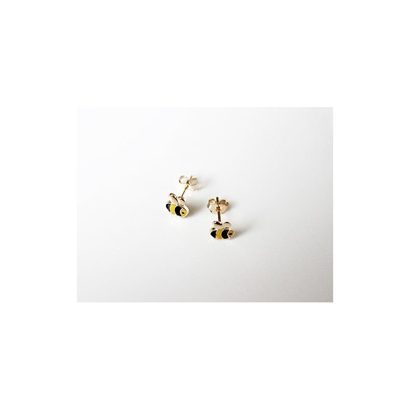 9ct gold bumblebee bee stud earrings. Gift box