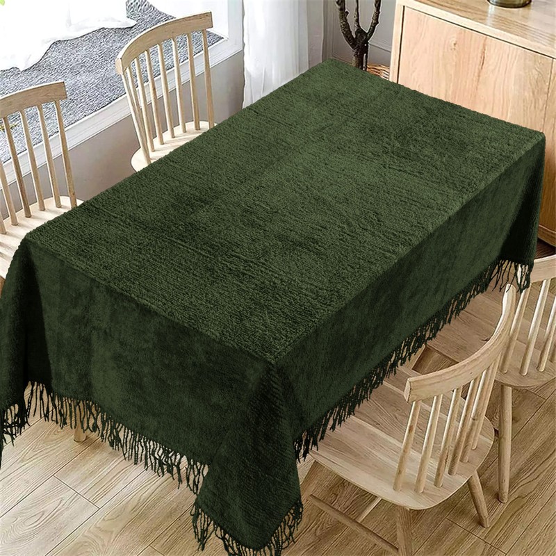 Traditional Large Cotton Chenille Covers Tablecloth Non Iron Dining Party
