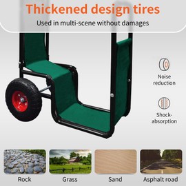 Doublehorse Firewood Cart with wheel: 27 x 20 x 44 in Large Heavy Duty Metal Waterproof Portable Storage Rack - for Outdoor Camping Backyard Fireplace Indoor Use For Women Men