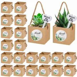 40 Pack Succulent Wrap Bags Set with 2.5 inch Succulent Gift Box, Heart Plant Tags, Thank You Stickers and Mark Pen, Great Party Favor Gifts for Wedding, Baby Showers, Bridal Showers