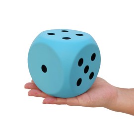 funnysquee 3.9 Inches Large Dice Stress Ball Toy, PU Foam Dice Squishies Toys for Kids Board Game, to Get Your Lucky Numbers! (Lucky Blue)
