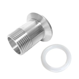 Fitvell Stainless Steel Sanitary Pipe Fitting 1.5" NPT Male Thread to 2" Tri Clamp 64mm Ferrule OD Sanitary Home Brew Adapter Connector