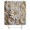 Chrainy 4Pcs 3D Floral Shower Curtain Sets Elegant White Blossom