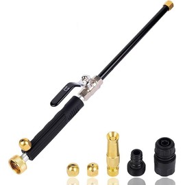 High Pressure Jet Nozzle Power Washer Wand for Garden Hose, Hydro Jet High Pressure Washer Tools with 3 Different Nozzles and Hose Quick Connectors for Patio Car Pet Window Black