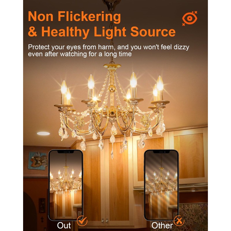 MEQIQTEK E12 60 Watt Incandescent Candle Light Bulbs, Chandelier Light