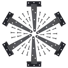 XINMEIWEN 6Pack 5Inch Black T-Strap Shed Hinge Heavy Duty Barn Gate Hinges Shed Doors Hinges for Barn Door Shed or Wooden Fences