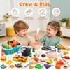 HOLYFUN 74-Pcs Kids Kitchen Toy Accessories with Shopping Basket