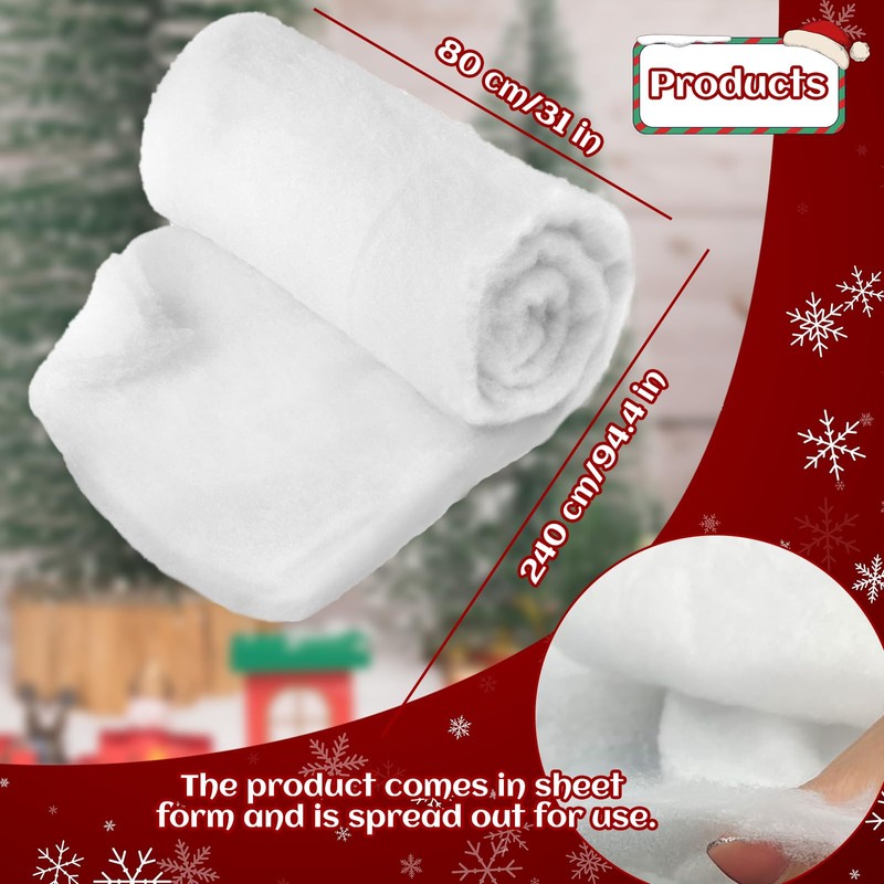 SilverChry Christmas Snow Blanket Roll Glitter Snow Blanket Fake Snow