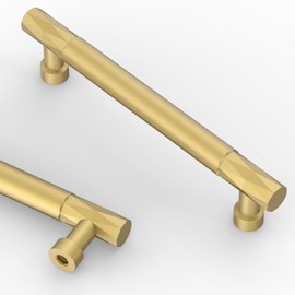 Asidrama 10 Pack 5 Inch(128mm) Brushed Gold Kitchen Cabinet Handles, Cabinet Pulls Kitchen Cabinet Hardware for Cupboard Drawer Pulls