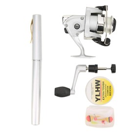 Eddwiin Pen Fishing Rod - Mini Pocket Fishing Rod, Travel Fishing Rod Set, Multifunctional Pocket Fishing Rod with Line Reel, for Sea Fishing, Throwing, Rock Fishing (Silver)