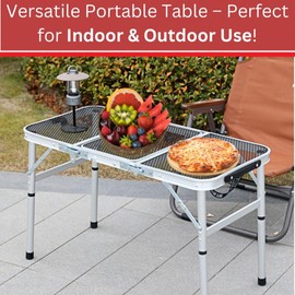 Portable Folding Outdoor Camping Table – 2FT Lightweight Small Foldable Table for Camping, Picnic, BBQ, Travel & Outdoor Cooking – Compact, Collapsible & Durable Camp Tables with Adjustable Height