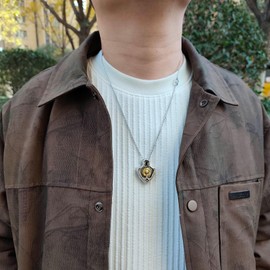 Shuttle Mechanical Rotatable Gear Pendant Necklace, Steampunk Pendant Necklace for Men and Women (Gold)