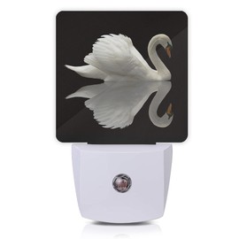 Oeaskly White Swan Night Light,Water Reflection Night Lights 0.5W Sleep Friendly for Boys Girls Led Night Light Dusk to Dawn Sensor Nightlight for Stairway/Hallway/Kitchen