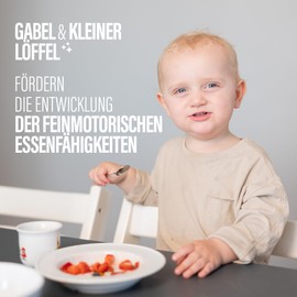 Steel-Function Children's Cutlery Set 2 Pieces | Children's Cutlery Stainless Steel for Developing Fine Motor Eating Skills | Children's Cutlery Set with Teddy Bear Motif | Children's Cutlery in