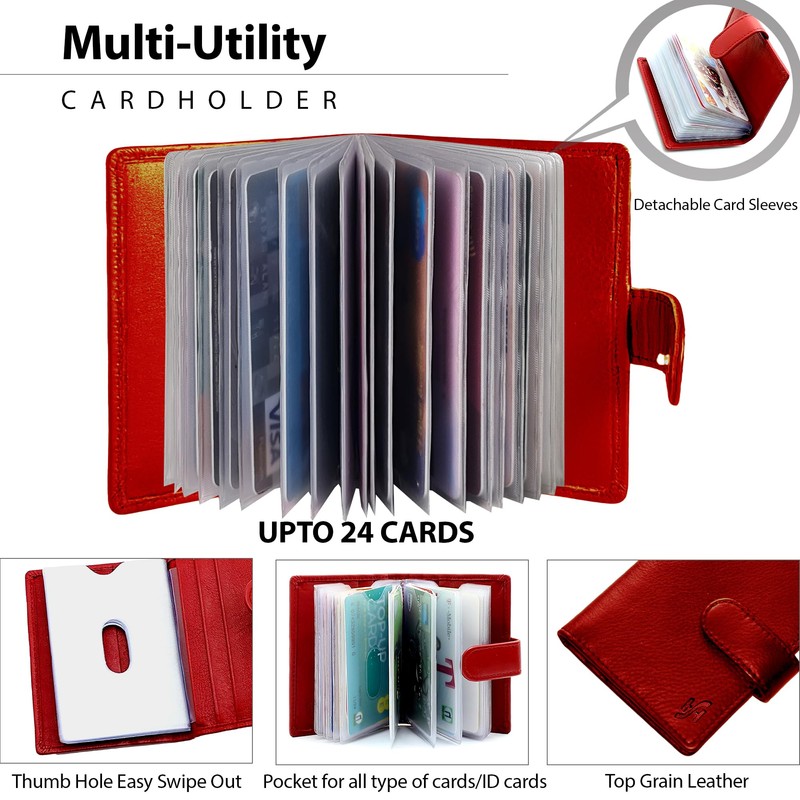 STARHIDE Soft Genuine Leather Compact Credit Debit Card Holder Case