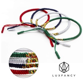 Luxfancy Pulseras Tibetanas Mujer o Hombre Set de 3 + 1 de Regalo Roja para la Suerte Hechas a Mano con Hilo Rojo Tibetano Amuleto de Proteccion (Set 3)