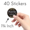 Black and Gold 80th Birthday Thank You Stickers - 1.75