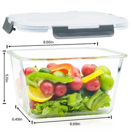 Hontent 2 Pack Large Glass Storage Containers with Lids 85oz/10.5cup Big Airtight Glass Food Storage Containers for Rotisserie Chicken Watermelon Meal Prep, BPA Free, Freezer Dishwasher Oven Safe