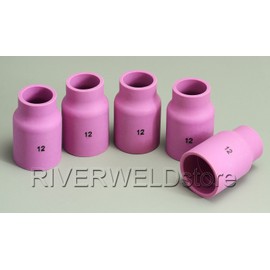 RIVERWELD 53N87 12# 3/4" Orifice Large TIG Gas Lens Alumina Nozzle Ceramic Cups Fit SR DB WP 9 17 20 18 26 TIG Welding Torch 5pk