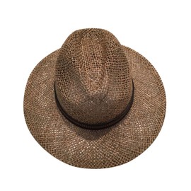 Scheibler Workwear - Men's Straw Hat - Classic Straw Trilby Hat - Sun Hat for Summer - Available in Sizes 55/56-59/60, light brown