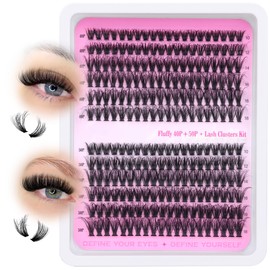 Wispy Individual Eyelashes Fluffy Lash Clusters 240Pcs Eyelash Clusters 40P+50P Lash Clusters Russian D Curl Lashes Individual Cluster Natural Look Eyelash Extensions DIY at Home (40+50P,10-18mm)