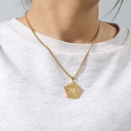 TEAMER Pentagram Necklace Tree of Life Pendant Stainless Steel Pentagram Pendant Pagan Jewellery for Women, Stainless Steel