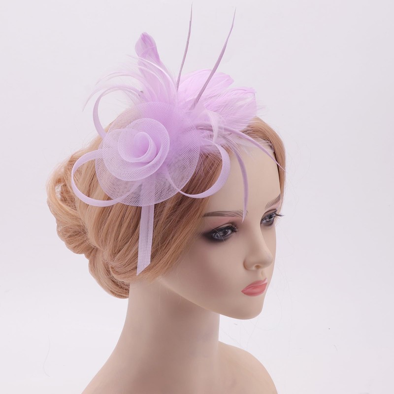 DRESHOW Fascinator Hats for Women Pillbox Hat with Veil Headband