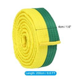 PATIKIL Taekwondo Coloured Rank Belt, 1.6 x 6.6 Ft 2M Polyester Martial Arts Judo Karate Belt for Teaching Practice, Yellow/Green