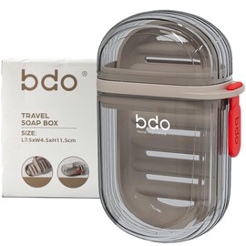 PEISAINOX PEISAINOX Travel Soap Case, Leakproof Soap Container with Lid, Portable Bar Soap Holder for Traveling, Soap Dish for Bathroom, Shower, Gym, School, Camping, Vacation, Outdoor-Transparent-Black