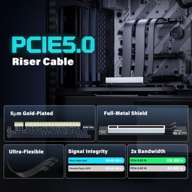 ELECNEXUS PCIe 5.0 Riser Cable 200mm, 128GB/s High-Speed Bandwidth for GPU Vertical Mount, Compatible with RTX 5090/4090 & RX 9070/7900, Backward Compatible with PCIe 4.0/3.0