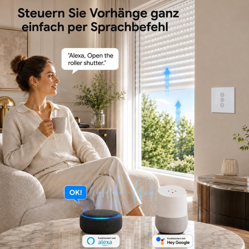 LoraTap Smart roller shutter wall switch: no hub - timer