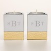 Personalization Universe Monogram Engraved Silver & Gold Hammered Metal Candle