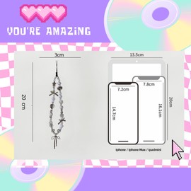 EZ PEACH Strap Smartphone Wrist Drop Prevention Mobile Hand Strap for Girls Hanging Pendant Decoration Fall Prevention Bowknot Colorful Beads Smartphone Accessories Compatible with All Models,