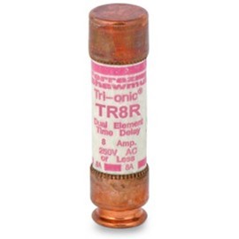 Ferraz Shamwut/Mersen TR-8R, 8 Amp (8A) 250V Fusetron Dual Element Time-Delay Current Limiting Class RK5 Fuse, UL Listed
