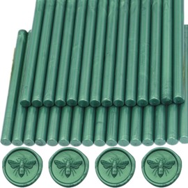 Wax Seal Sticks Pine Green, 30pcs Glue Gun Wax Sealing Sticks for Wax Seal Stamp, Mini Sealing Wax Gun Sticks Wedding Invitations, Envelope, Christmas Gift Ideas (Pine Green)