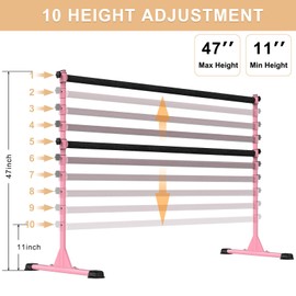 Lifeswell Height Adjustable Ballet Barre, 6ft Heavy Duty Freestanding Dance Bar with Fabric Covered Cross Bar, Anti-Slip Sturdy for Kids & Adults, Ideal for Home, Ballet, Fitness, Yoga