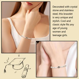 2025 Graduation Gifts for Her - Clear Quartz Healing Crystal Bracelet for High School College Class 5th 8th Grade Girls - Middle School Kindergarten Masters Degree Senior Congratulations Gifts