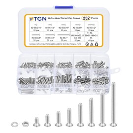 DTGN 252Pcs #2-56x3/16 to 1" Button Head Socket Cap Screws - 304 Stainless Steel Bolt Nut Set Washer Assortment Kit - Good for Road Bicycle, Mountain Bike, Auto