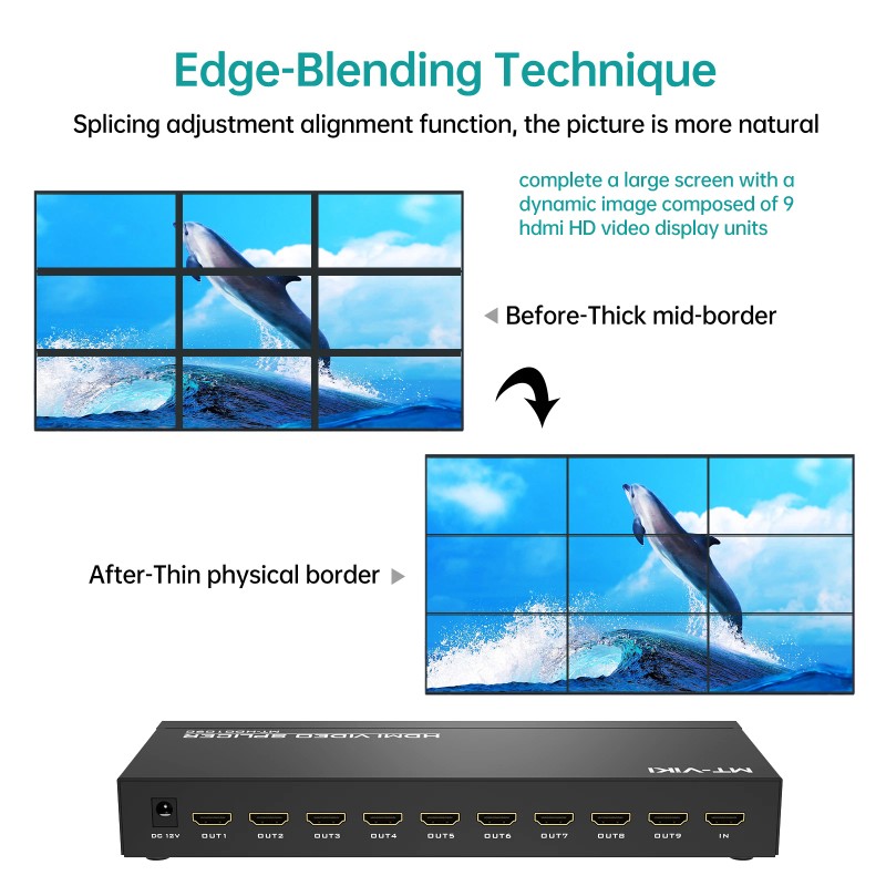 MT-VIKI 9 Port HDMI Video Splicer 4K@30Hz Wall Controller Multi