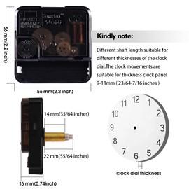 WinTaim Quartz Movement, Super Silent Clock Movement for Wall Clock Long Shaft and Short Shaft 8/13/18.5/20/22mm, DIY Repair Parts Replacement Movement Mechanism (Without Hands.WT-5168 Series)