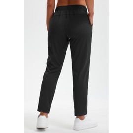 Libin Women's Joggers Pants 7/8 Ankle Golf Sweatpants with Pockets Work Dress Pants Athletic Tapered Casual Pants for Workout,Lounge, Black,L