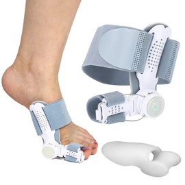 KARELLS Hallux Valgus Korrektur, Hallux Valgus Korrektur Set für Damen und Herren, Upgrade Version Mit Verstellbarer Schiene und Silikon Zehenspreizer für Daumen Zehen Tag und Nacht Unisex Grau