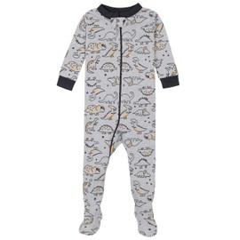 Gerber Baby Boys' 4-Pack Footed Pajamas, Dinosaurs Space Grey, 24 Months