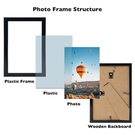 8x8 Picture Frame Set of 6 Black for Wall Hanging or Tabletop, Wall Mounting Horizontally or Vertically, 8 x 8 Square Wall Gallery Poster Photo Frame with Shatter Resistant Plexiglass, 6 Pack, Black